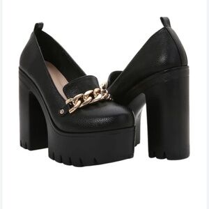 McKoine Black Retro Thick Bottom High
Heels Chucky shoes
